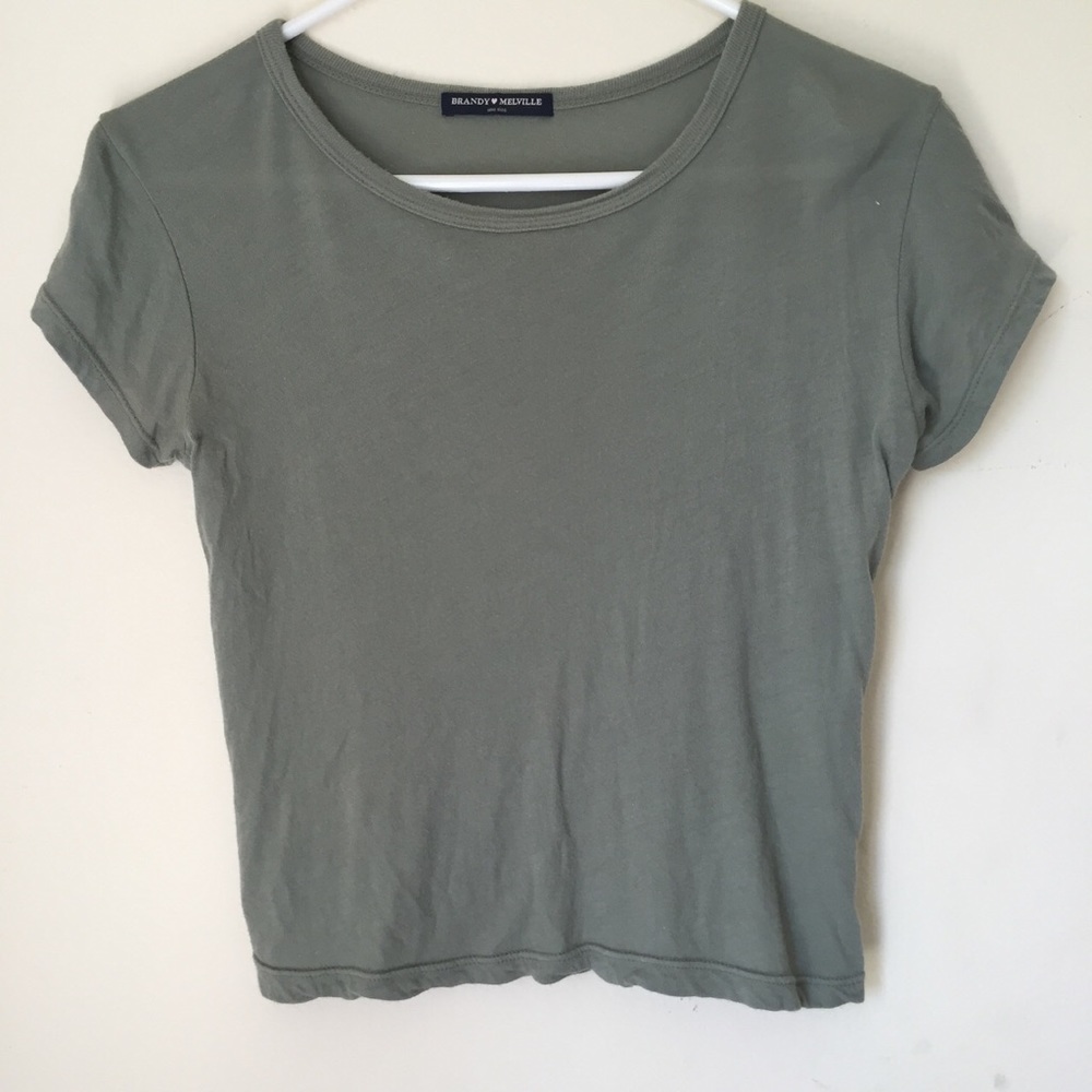 Brandy Melville olive green mason crop top